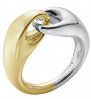 Georg Jensen - Reflect, Sterling Silver - Yellow Gold - Large Link Ring, Size 55 200012660055