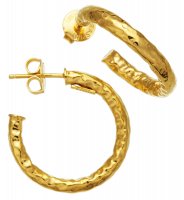Giovanni Raspini - Rock, Yellow Gold Plated Hoop Earrings 10592