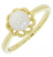 Guest and Philips - Pearl Set, Yellow Gold - 9ct FWCP Rosette Ring, Size 6-6.5mm 09RIPE87086