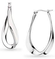 Kit Heath - Marina Rope Bar, Rhodium Plated Hinged Hoop Earrings 61090RP