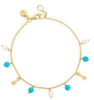 Claudia Bradby - Fringe, Pearl and Turquoise Set, Yellow Gold Plated - Bracelet CBBR0170GP