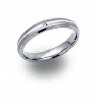 Unique - Diamond Set, Titanium - Silver inlay Ring, Size 62