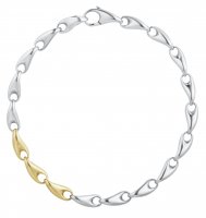 Georg Jensen - Reflect, Sterling Silver - Yellow Gold - Slim Bracelet, Size M 20001182000M