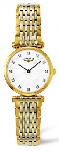 Longines - Grand Classique, Dia 0.048 MOP Set, Yellow Gold Plated - Stainless Steel - Crystal Glass Quartz Watch, Size 24mm L42092877 L42092877 L42092877