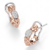 Fope - Eka Tiny, Diamond 0.19ct Set, Rose Gold - - 18ct Diamond and Hoop Earrings - OR730PAVE