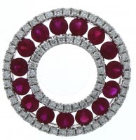 Guest and Philips - D 0.32ct Ruby 1.12ct Set, White Gold - 18ct Circular Pendant 12-61-265
