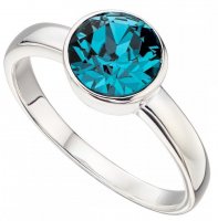 Gecko - Swarovski Crystal Set, Sterling Silver - - December Blue Zicron Ring, Size 58 R3696