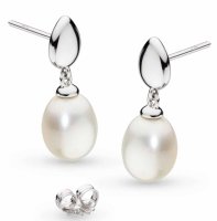 Kit Heath - Pearl Set, Rhodium Plated - Sterling Silver - Coast Pebble Pearl Stud Drop Earrings 50184FP