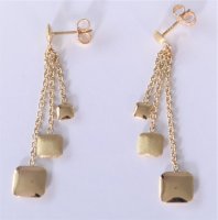 Guest and Philips - Yellow Gold Graduated Squares Y Drop Earrings - GED1842-Y
