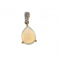 Guest and Philips - 18ct Yellow Gold Diamond and Opal Drop Pendant - 12-62-608