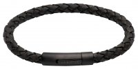 Unique - Leather - Stainless Steel - Plaited Bracelet, Size 21cm - B438ABL
