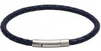 Unique - Leather - Stainless Steel - Bracelet, Size 21cm B444BLUE-21CM