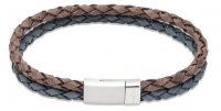 Unique - Leather - Stainless Steel - Bracelet, Size 21cm B507ABL