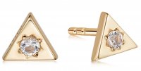 Daisy - Triangle Sparkle, Yellow Gold Plated Stud Earrings ST06-GP