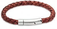 Unique - Leather - Stainless Steel - Antique Rust Bracelet, Size 19cm A40AR-19CM