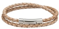 Unique - Leather - Stainless Steel - Bracelet, Size 19cm B437NA-19CM
