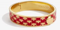 Halcyon Days - Bee Sparkle Trellis, Yellow Gold Plated - Enamel - Red Hinged Bangle, Size 13mm HBBES0613G