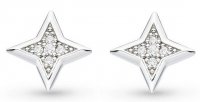 Kit Heath - Celeste Astoria Starburst Pave, Cubic Zirconia Set, Rhodium Plated - Sterling Silver - Star Stud Earrings 30411CZ