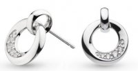Kit Heath - Bevel Cirque Pave, Cubic Zirconia Set, Sterling Silver - Rhodium Plated - stud drop earrings 3153cz