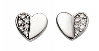 Gecko - Cubic Zirconia Set, Sterling Silver - Pave Dbl Heart Earrings E5412C