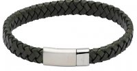 Unique - Leather - Stainless Steel - Bracelet, Size 21CM B476DG-21CM