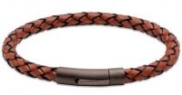 Unique - Leather - Stainless Steel/Tungsten - Matte Clasp Bracelet, Size 19cm B450LC-19CM