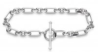 Kit Heath - Revival Astoria, Rhodium Plated - Figaro Chain Bracelet, Size 7.5" 70437RP