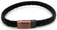 Unique - Leather - Stainless Steel - Bracelet, Size 21CM B495BR-21CM