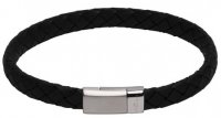 Unique - Leather - Stainless Steel - Magnetic Clasp Bracelet, Size 21cm B446BL-21CM