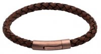 Unique - Leather - Stainless Steel - Bracelet, Size 19cm B441DB-19CM