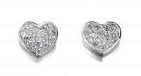 Gecko - Sterling Silver Pave Heart Stud Earrings - E4015C