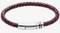 Unique - Leather - Stainless Steel - Bracelet, Size 21CM B536AB-21CM