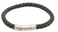 Unique - Leather - Stainless Steel - Bracelet, Size 21CM B400ABL-21CM