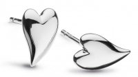 Kit Heath - Desire Kiss, Rhodium Plated Mini Heart Stud Earrings 40BK