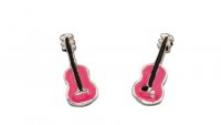 Gecko - Beginnings, Silver Pink Guitar Earrings