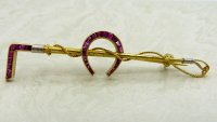 Antique Guest and Philips - Ruby Set, Yellow Gold - Platinum - Crop and Horseshoe Brooch BR623