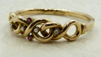 Antique Guest and Philips - Ruby Set, Yellow Gold - Knotted Hinged Bangle B807