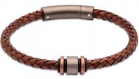 Unique - 3, Leather - Stainless Steel - Bracelet, Size 21CM B457ADB-21CM