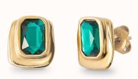 Uno de 50 - Yellow Gold Plated Earrings with Green Crystals PEN0973VRDORO0U