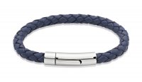 Unique - Leather - Stainless Steel/Tungsten - Bracelet, Size 21cm A40BLUE-21CM A40BLUE-21CM A40BLUE-21CM