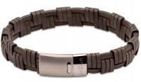 Unique - Leather - Stainless Steel - Bracelet, Size 19cm B456ABL-19CM