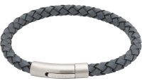 Unique - Leather - Stainless Steel - Bracelet, Size 21CM B400AB-21CM