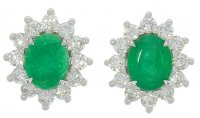 Guest and Philips - Emerald Set, Yellow Gold - 18ct 33pt 24st Diamond Cluster Earrings 18EASG86142