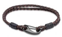 Unique - Antique Brown, Leather - Stainless Steel - Bracelet, Size 23cm B86ADB-23CM