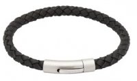 Unique - Leather - Stainless Steel - Bracelet, Size 23cm B399BL-23cm