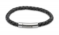 Unique - Leather - Stainless Steel - Plaited Bracelet, Size 21cm - B170ABL