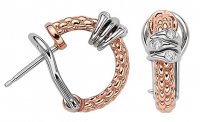 Fope - Prima, Diamonds 0.08ct Set, Rose Gold - White Gold - 18ct Earrings