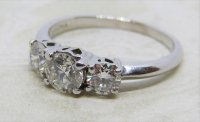 Antique Guest and Philips - 1.02ct Diamond Set, White Gold - Three Stone Ring