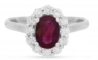 Guest and Philips - Diamond 0.43 Ruby0.83ct Set, White Gold - - 18ct Cluster Ring, Size L