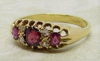 Antique Guest and Philips - 0.73ct Ruby Set, Yellow Gold - Seven Stone Ring